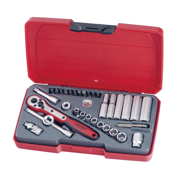 T1435AF - 35 Piece 1/4" Drive SAE Regular and Deep Soc
